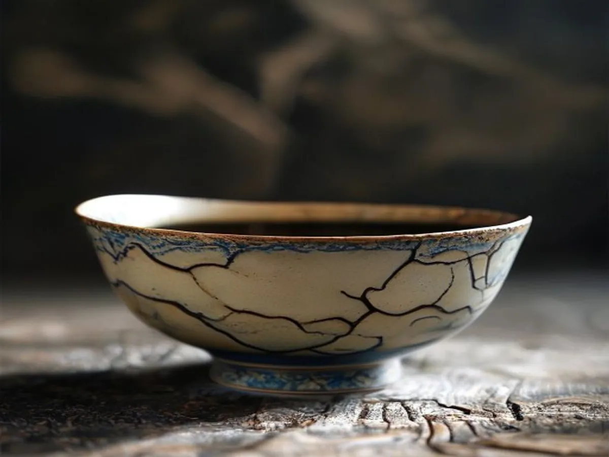 Crackle Tea Bowl Pair — AI-generated artwork