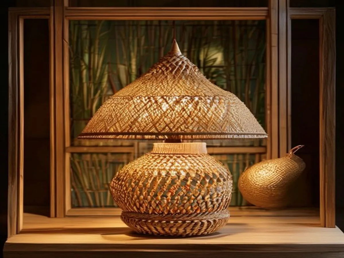 Coastal Rattan Lamp — AI-generated artwork