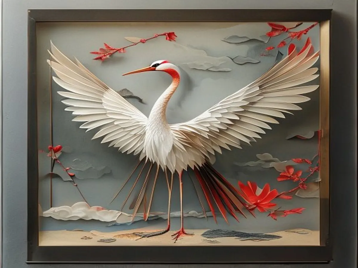 Washi Crane Installation — AI-generated artwork
