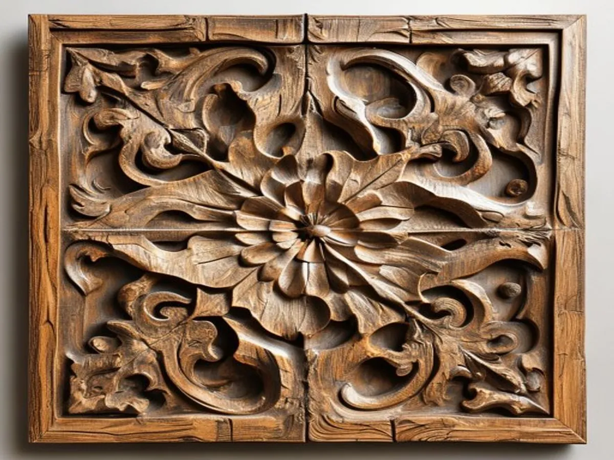 Teak Carved Panel — AI-generated artwork