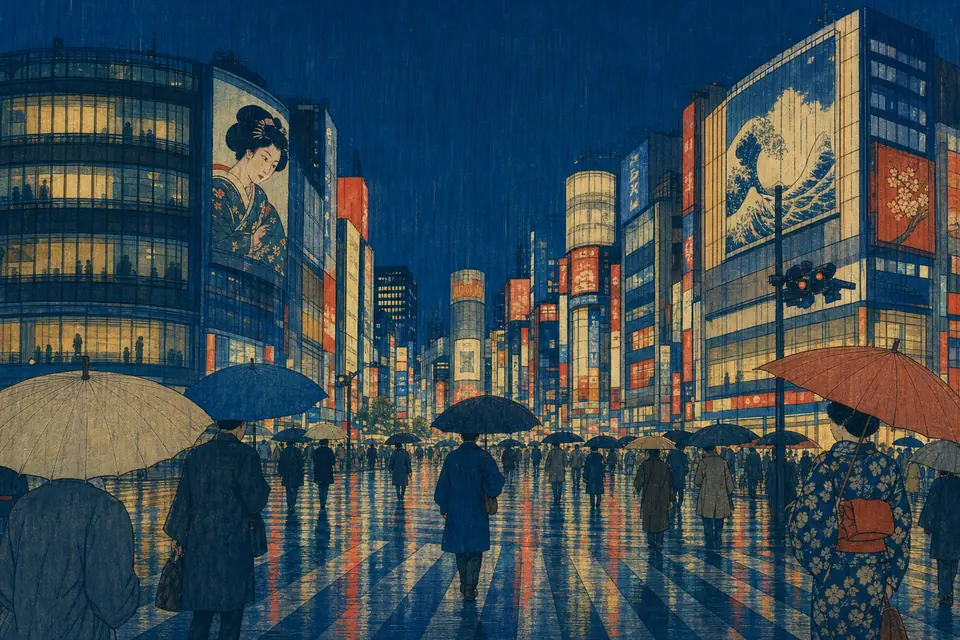 신주쿠의 비 — AI-generated artwork