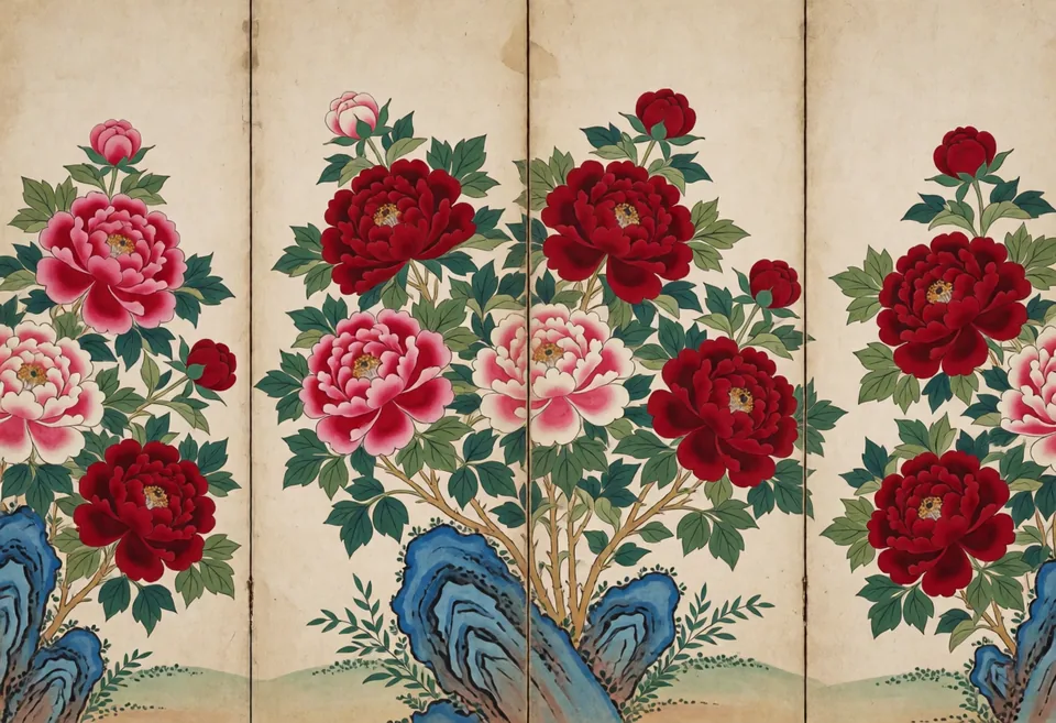 모란도 병풍 — AI-generated artwork
