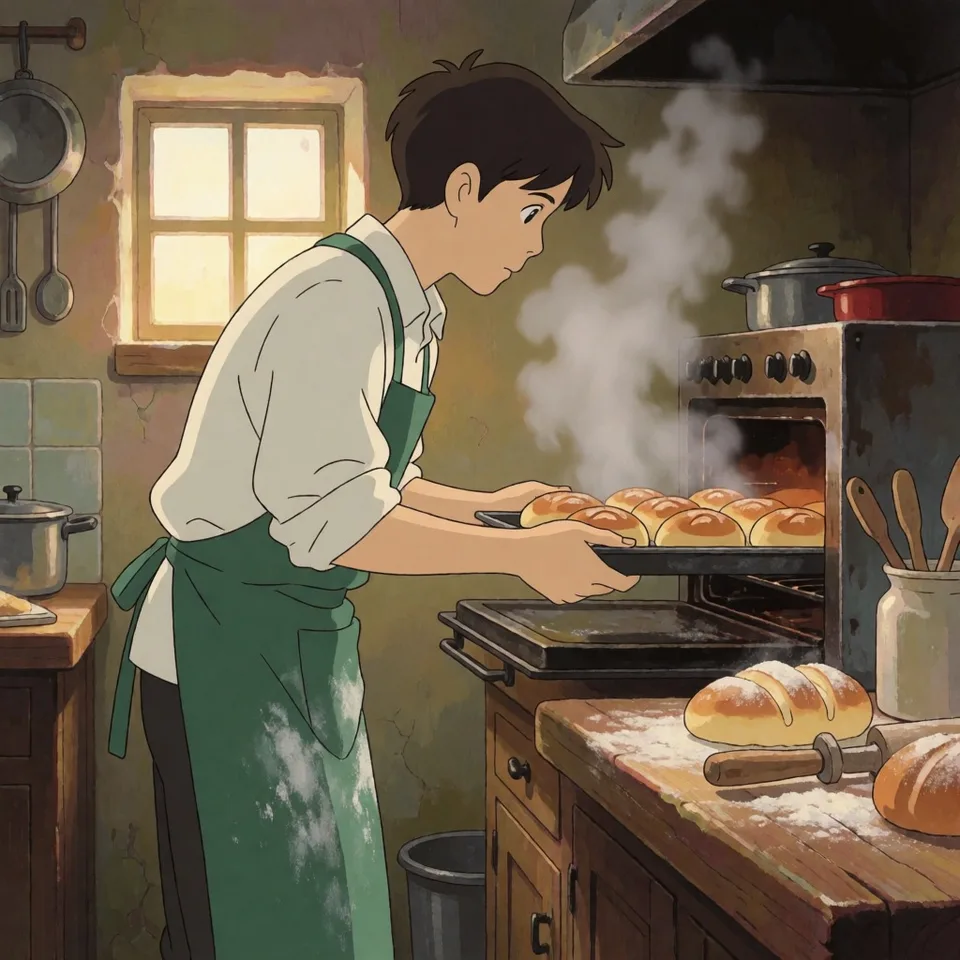 소금빵 굽는 아침 — AI-generated artwork