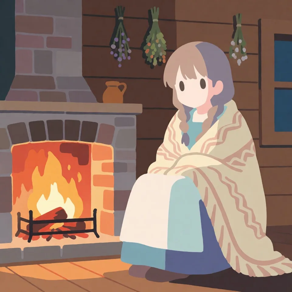 벽난로 옆 저녁 — AI-generated artwork