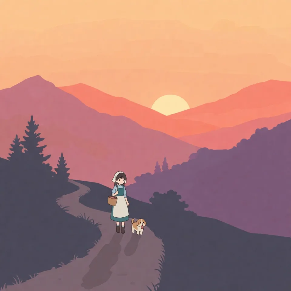 노을 지는 산길 — AI-generated artwork